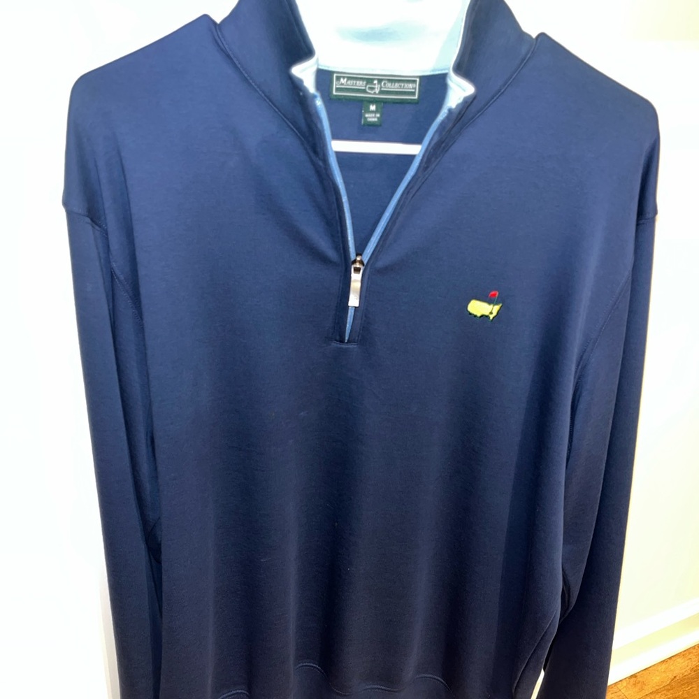 Masters Blue Zip Up Sweater Classic Knit Design